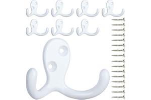 IBosins 8 Pack Heavy Duty Double Prong Coat Hooks Wall Mounted with 16 Screws Retro Double Hooks Utility Hooks for Coat, Scarf, Bag, Towel, Key, Cap, Cup, Hat
