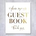Guest Book Gold Foil Poster Sign Art Print Wedding Reception Seating Signage Bridal Shower Brunch & Bubbly Poster Decor 5 inches x 7 inches E39