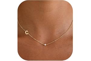 FUCJOEE Initial Necklaces for Women,Dainty 14K Gold Plated Sideways Letter Necklace for Women Trendy Simple Choker Necklace Cute Personalized Initial Name Necklaces for Women Non Tarnish Gold Jewelry