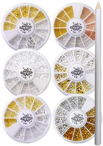 Nail Recipe Nail Parts, Brion, Pearl, Metal Parts, Nail Art, Metal Parts, Decorative, Self Nailing, Resin, Nails, 6 Case Set, Gel Nails, Resin, Large Capacity Type (Metal Parts)