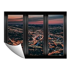 Wall Paper Small Wall Mural City at Night Wall Art Removable Wall Decoration for Bedroom Living Room - 24x32 inches