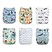 babygoal Reusable Cloth Diapers for Baby Boys, One Size Adjustable Washable Pocket Nappy Covers 6 Pack+ 6pcs Microfiber Inserts+4pcs Bamboo Inserts 6FB17