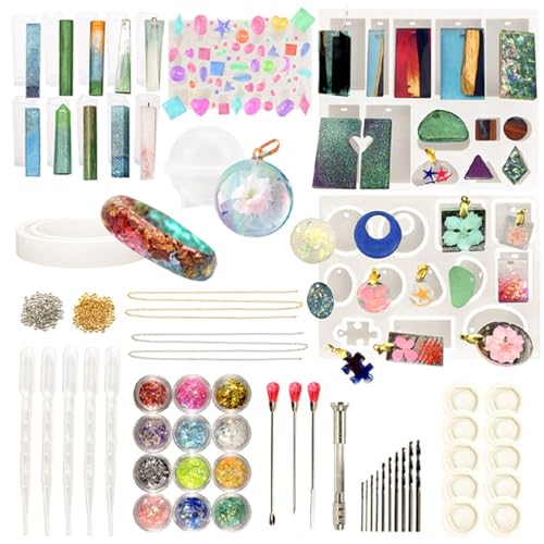 FUNSHOWCASE Resin Silicone Mold Set Bracelet Crystal Orb for Jewelry Making Pendant Necklace Keychain Lot 158-Count