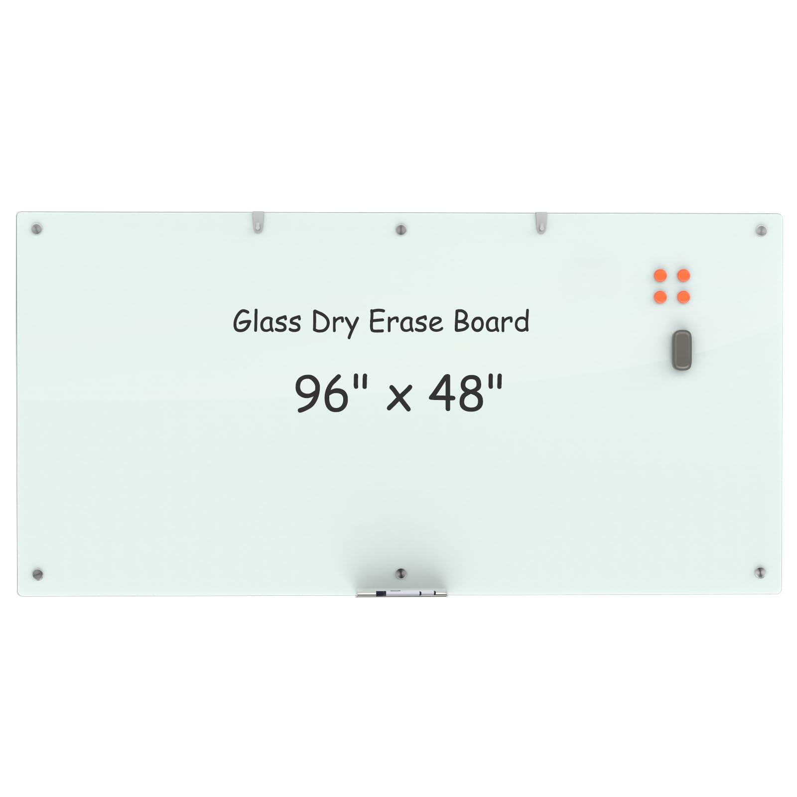 Photo 1 of ****POSSIBLY FOR PARTS /UNTESTED**** Wingwise Large Glass Dry Erase Board, 96 x 48 Inches Magnetic Glass Whiteboard for Wall, 8' x 4' Frameless Board for Office, Home, School