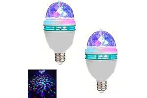 SUYOOULIN 2-Pack Rotating LED Strobe Bulb RGB Multi Changing Color Crystal Stage Light, E27 AC 85-265V LED Fun Light Bulb Party Lights for Disco, Birthday Party Club Bar, Indoor & Outdoor Parties