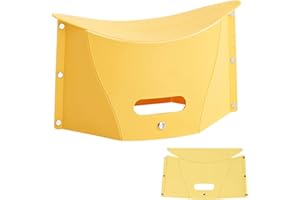 koofull Folding Portable Camping Hiking Stool, Lightweight Collapsable Foldable Chair for Travel Gathering BBQ Subway Library Backpacking Outdoor Ultralight Mini (Yellow)