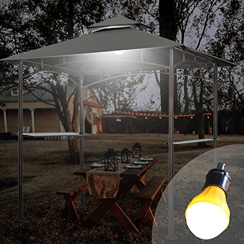 Keymaya 8x5 Grill Gazebo Shelter for Patio and Outdoor Backyard BBQ's, Double Tier Soft Top Canopy and Steel Frame with Bar Counters, Bonus LED Light (Gray) - Thumbnail 5