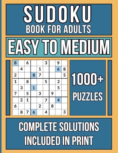 Sudoku Puzzle Book For Adults With Solutions: 196 Sidoku 9x9 Easy