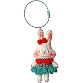 Flower Dress Bunny Keychain Hanging Handmade Crochet Pendant exotic animals Backpack Handbag Charm Car Cartoon Gifts for Women