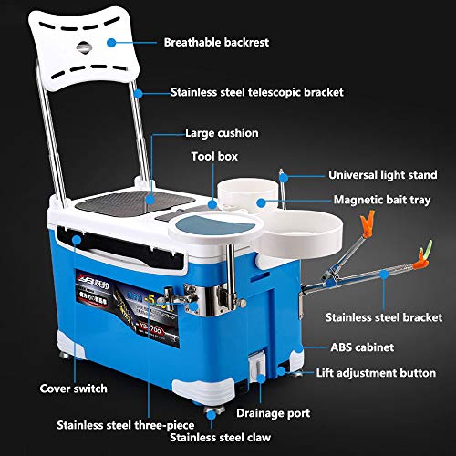 TSSM Einstellbare Angelbox 37L Hochleistungs-Edelstahl-Sitzmultifunktion mit hoher Härte der Rückenlehne – Bild 4
