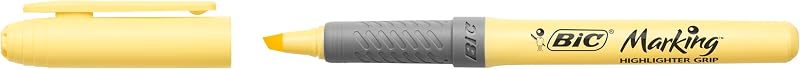 Marcadores de ponta de cinzel ajustável pastel grip bic - cores sortidas, pacote com 6 marcadores pastel, ideal para material escolar e de escritório
