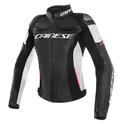 Dainese Racing 3 Perforated Womens Jacket Black/White/Fuchsia Pink 48 Euro