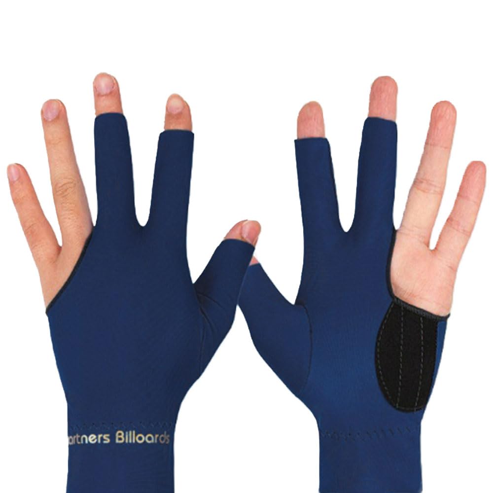 TOPDANCHUANG Anti Slip Billiard Glove 3 Fingers Show Gloves Left Hand Snooker Glove Billiard Accessories Fits on Left Hand for Men Women (navy blue, 2)