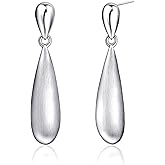 Elaximn Silver Long Teardrop Dangle Earrings for Women, Hypoallergenic Drop Dangle Earrings Trendy Silver Long Tear Drop Dangle Earings for Women Jewelry Gifts