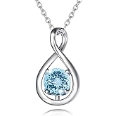 FANCIME Valentines Day Gift Birthstone Necklaces for Women Fine Jewelry Sterling Silver Dainty Infinity Pendant Anniversary Birthday Gifts for Her Wife Mom Lady Daughter, Chain 16"+2" Extend