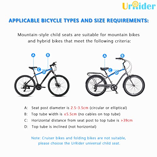 UrRider Child Bike Seat, Front Mount Kids Bike Seat, Fits Mountain Bikes, Hybrid Bikes, Portable