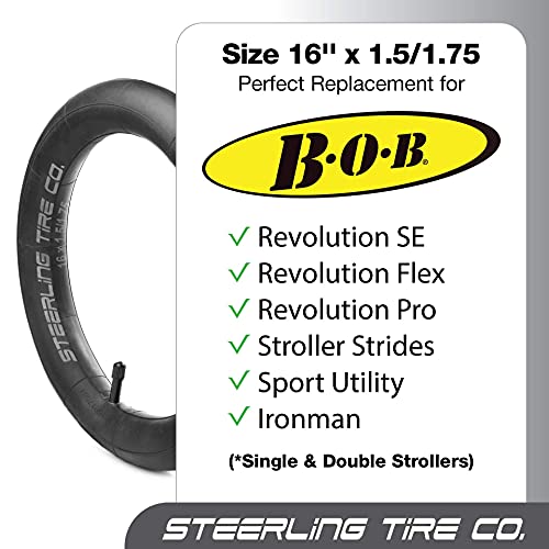 16'' x 1.5/1.75 Premium Explosion Proof Inner Tire Tube for BOB Revolution SE/Flex/Pro/Sport Utility/Ironman Strollers - The Perfect BOB Stroller Tire Tube Replacement [2-Pack] Steerling Tire Co.