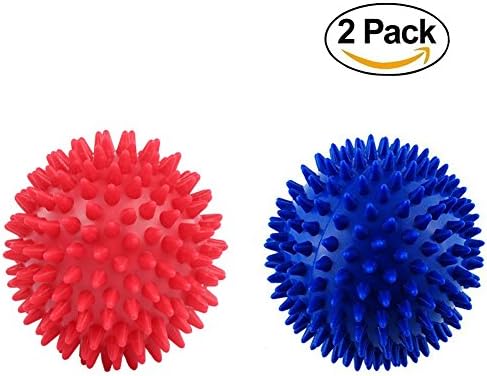 Sinohome Spiky Massage Balls,Hard Stress Ball for Body Deep Tissue Muscle Therapy,Stress Reflexology,Set of 2,Blue+Red