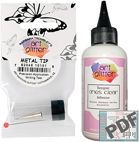 Art Glitter Glue Designer Dries Clear Adhesive 4 Ounce and Ultra Fine Metal Tip ...