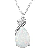 Accver Birthstone Necklace for Women - S925 Sterling Silver Teardrop with Cubic Zirconia and Gemstones -Birthday Jewelry gift for her, Girlfriend, Wife, Mom on Birthday, Anniversary