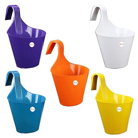 Kraft Seeds Plastic Flower Pot, 20.5cm x 13.5cm - Multicolour, 5 Pieces