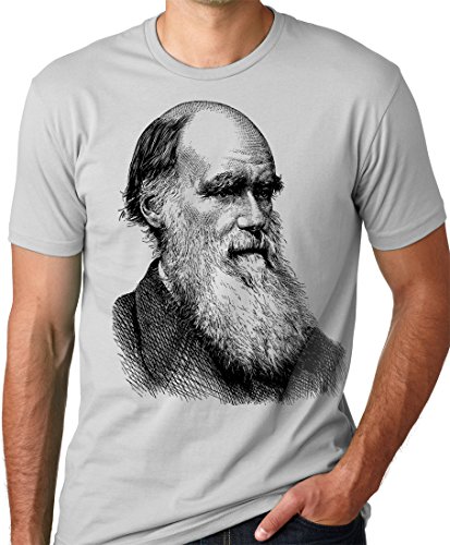 Charles Darwin Portrait T-shirt Atheist Tee Evolution Gray M