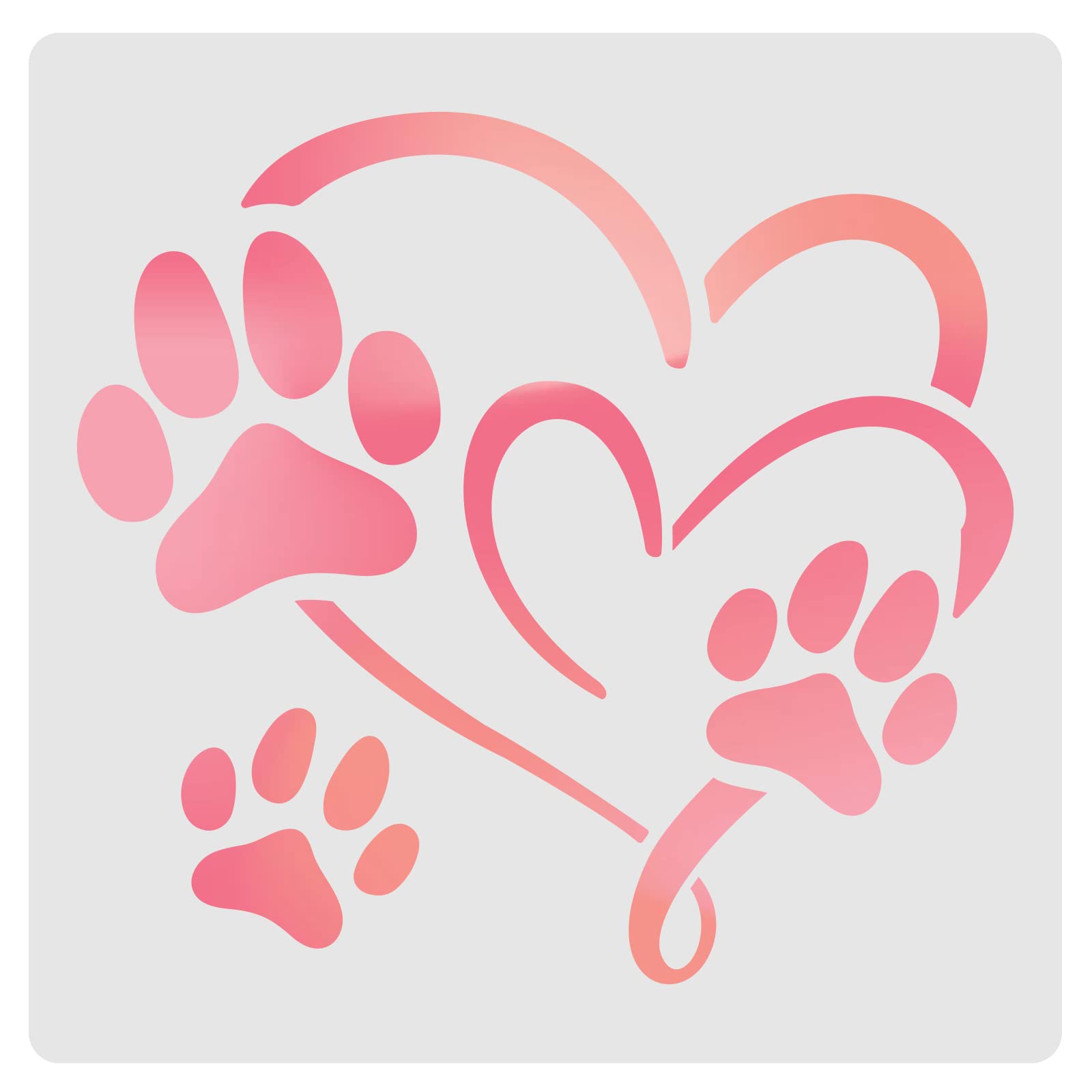 FINGERINSPIRE Footprint Heart Stencils Decoration Template 30x30cm Plastic Animal Footprint Drawing Painting Stencils Square Reusable Stencils for Painting on Wood, Floor, Wall and Tile — image 1