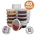 Fit Meal Prep 40 Pack 8 oz Deli Containers with Lids, US Made Airtight Leakproof Plastic Soup Container, Round Clear Small Food Storage Containers for Takeout Restaurant, Microwave Freezer Safe