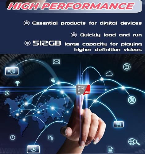 MicroSDXC MicroSD Card 512GB with Adapter,Full HD & 4K UHD Card Class10 U3 High Speed for Camera/Phone/Tachograph,Tablet and Drones