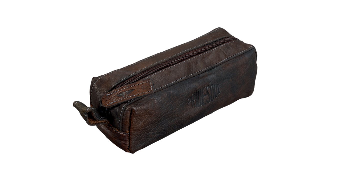 Pride and Soul Cowhide Pencil Case Grey/Brown