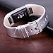 bayite Leather Bands Compatible with Fitbit Charge 2, Replacement Accessories Straps Women Men, Silver
