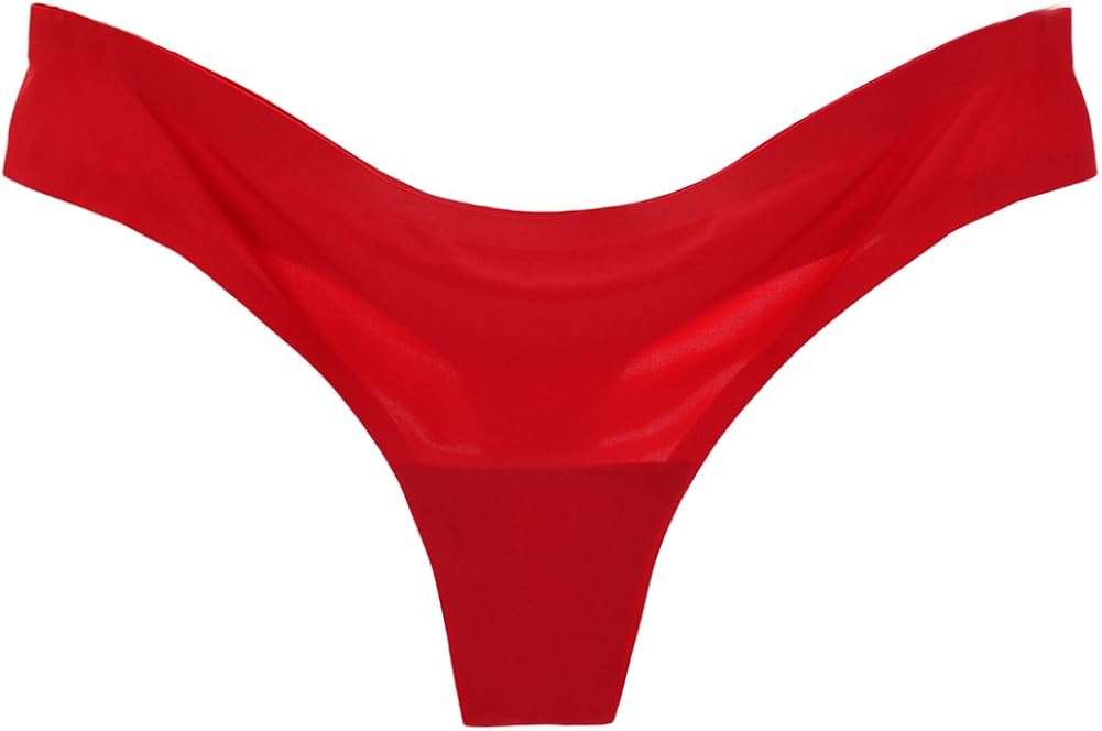 Demarkt 3 x Sexy Bikini Thong Seamless Underwear for Women One Size Red