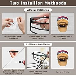 Fikoksol Hat Rack for Wall and Door, [2-Pack] Metal