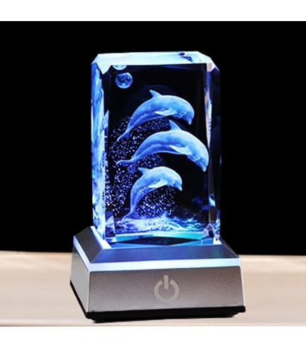 3D Crystal Ball Shark With LED Base – Laser Engraved Glass Ornament, 80mm, Gift For Shark Lovers-781011