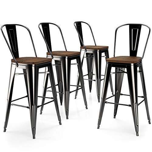 Vipek 30 Inch Metal Bar Stools Set Of 4 Bar Height Barstool 30 Bar Chairs With