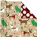 Hallmark Christmas Reversible Wrapping Paper Bundle, Pets and Patterns (Pack of 3, 120 sq. ft. ttl) Cats, Dogs, Stripes, Polka Dots, Paw La La La (5JXW1035)