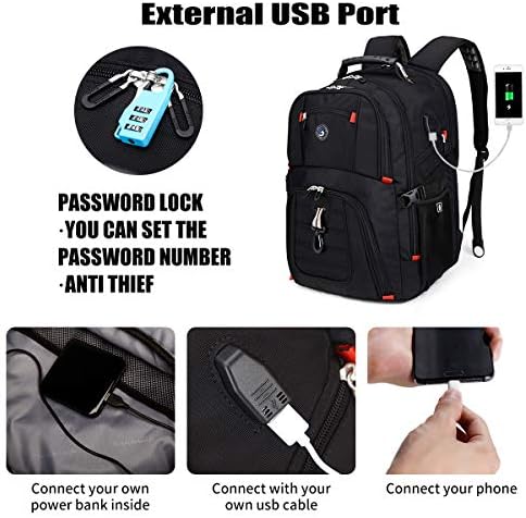 SOLDIERKNIFE Extra Large Durable 50L Travel Laptop Backpack School Backpack Travel Backpack College Bookbag with USB Charging Port fit 17 Inch Laptops for Men Women Including Lock Black 2 SOLDIERKNIFE Extra Large Durable 50L Travel Laptop Backpack School Backpack Travel Backpack College Bookbag with USB Charging Port fit 17 Inch Laptops for Men Women Including Lock Black