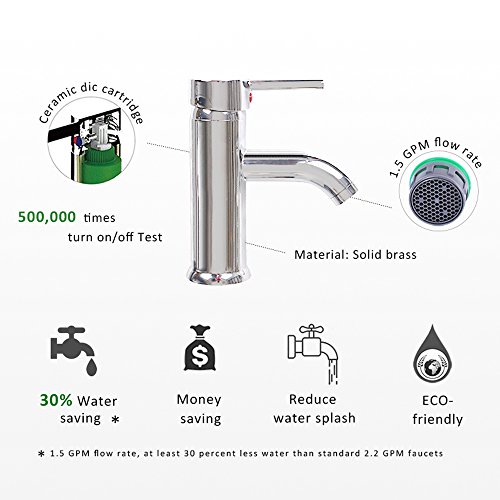 U-Eway 24" Rectangle Drop In White Bathroom Ceramic Sink Porcelain Top With Overflow Faucet Chrome 1.5 GPM Pop Up Drain Water Supply Lines EA08