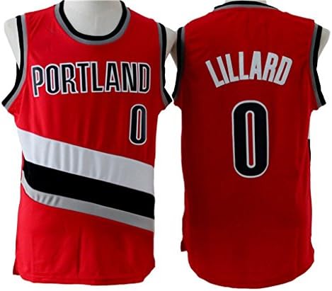 Men's Adult #0 Damian Lillard Jersey Red XL