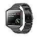 Oitom Metal Bands Compatible with Fitbit Blaze Large,Frame Housing+Stainless Steel Bracelet Replacement Accessory Strap Watch Band for Smart Fitness Watch (Black Steel+Frame)