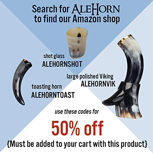 AleHorn The Original Handcrafted Authentic Viking Drinking Horn Tankard for Beer Mead Ale Medieval Inspired Stein Mug Food Safe Vessel with Handle Large 4PK Natural Horn