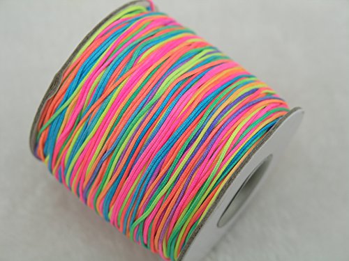 KONMAY 135 Yards 0.8mm Shamballa Macrame Beading Cord Nylon Kumihimo String Chinese Knot Nylon Braided Beading Cord (Rainbow RB)