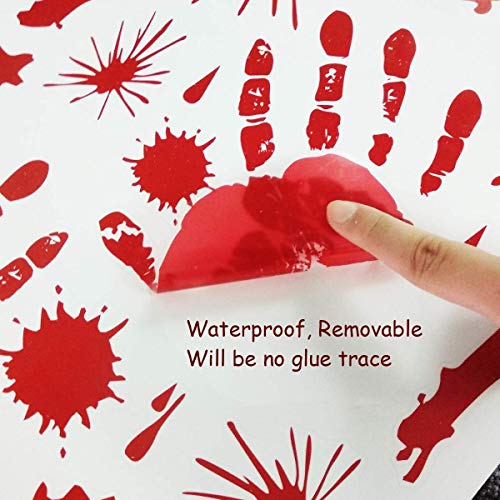 Bloody Footprints Floor Clings Bloody Handprint Decals Halloween Window Decals 86 pcs, Halloween Wall Stickers for Halloween Decals - Thumbnail 4