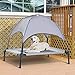 PawHut Elevated Portable Dog Cot Cooling Pet Bed with UV Protection Canopy Shade, 24 inchthumb 2