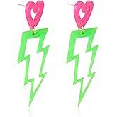 Neon Earrings for Women Colorful Lightning Earrings Dangle 80s 90s Earring for Women Statement Jewelry Halloween Party Accessories