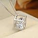 Cat Eye Jewels 925 Sterling Silver Cubic Zirconia Crystal Diamond Square Fidget Cube Pendant Necklace for Women Girls