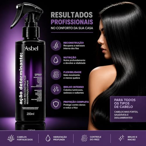 Asbel Spray Protetor Térmico Ação Determinante 200ml-Antifrizz e selagem