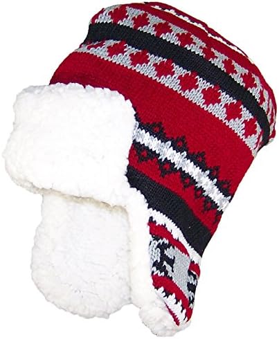 Gold Medal Kids Jacquard Russian Fleeced Lined Ear Flap Hat (One Size) - Red/White