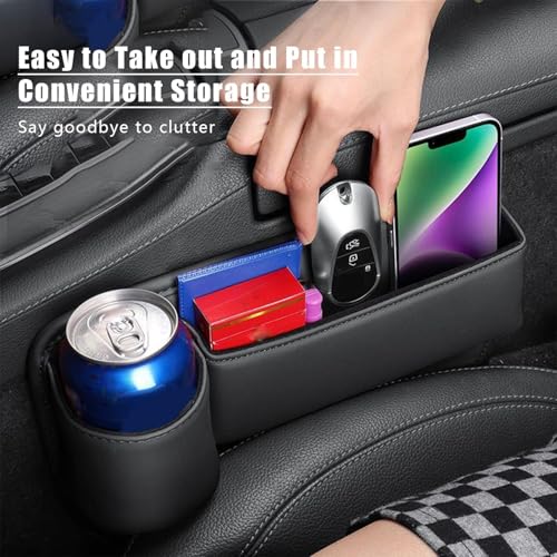 2 Pcs Car Seat Side Pocket Organizer, Universal Seat Gap Storage Box, Pu Leather Mini Storage Bag,Car Seat Gap Organizer,Console Storage Bag Gap Filler For Cellphone Keys Cards Wallets Sunglasses (C)