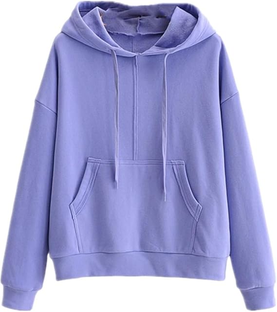 Women Solid Purple Hoodie Sweatshirts Oversize Ladies Pullovers Pocket Hooded Tops Amazon.co.uk
